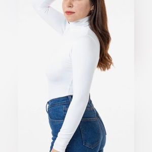 Los Angeles Apparel Cotton Spandex Turtleneck in White